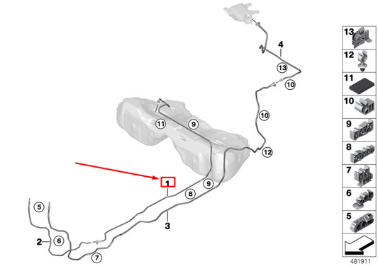 new bmw 6 gran turismo g32 fuel feed line 16127387122 original