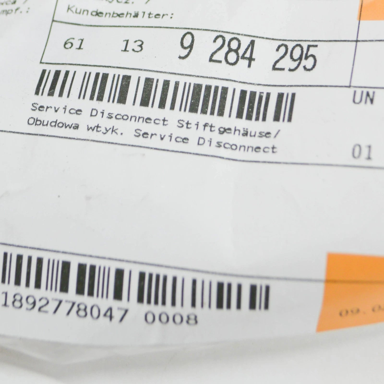 NEW BMW I01 HIGH-VOLTAGE SAFETYCONNECTOR PIN HOUSING 9284295 61139284295