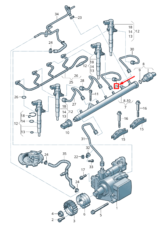 new skoda superb mk2 3t fuel pressure pipe 03l130301ab original