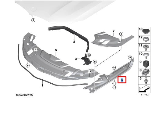 NEW BMW 6 GRAN TURISMO G3 FRONT LEFT BONNET SIDE SEAL 51767371507 ORIGINAL