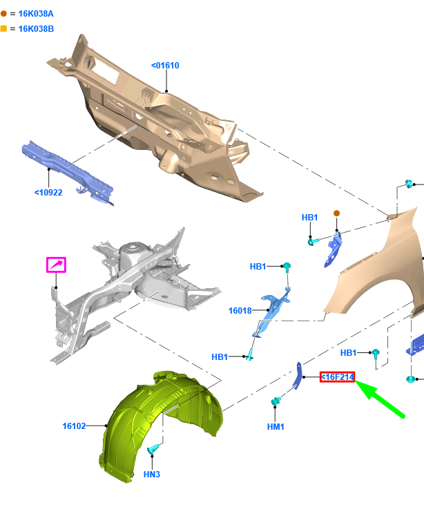 new ford focus mk4 c519 front right fender protector 2290987 original