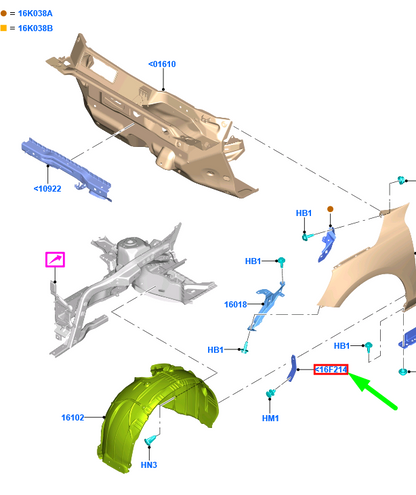 new ford focus mk4 c519 front right fender protector 2290987 original