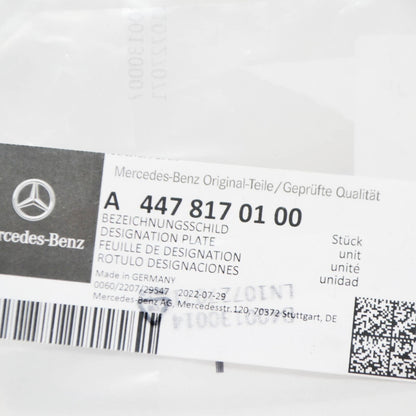 NEW MERCEDES-BENZ VITO W447 DESIGNATION PLATE AVANTGARDE A4478170100 ORIGINAL
