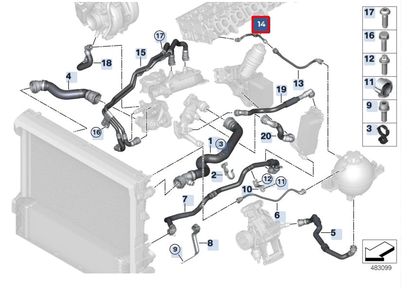 NEW BMW X4 G02 EXPANSION TANK HOSE PIPE 11538571597 ORIGINAL