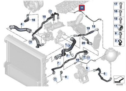 NEW BMW X4 G02 EXPANSION TANK HOSE PIPE 11538571597 ORIGINAL