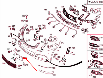 NEW MERCEDES-BENZ E W212 FRONT BUMPER LICENSE PLATE MOLDING A2128850581 ORIGINAL