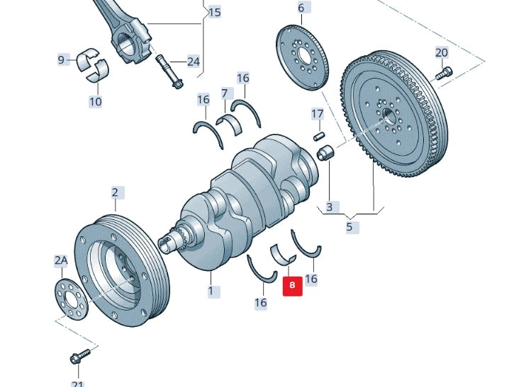 NEW AUDI A8 4H CRANKSHAFT MAIN BEARING SET 079105591BEROT ORIGINAL