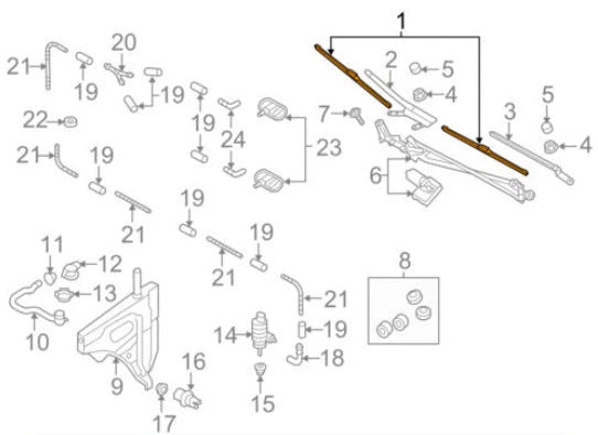 NEW AUDI Q7 4M FRONT WINDSHIELD WIPER BLADE SET LHD 4M1998002