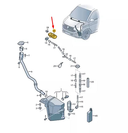 NEW VW MULTIVAN T6 WINDSCREEN RIGHT WATER JET 7E0955988B ORIGINAL
