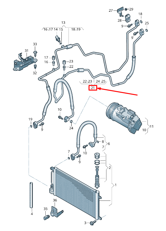new skoda rapid nh a/c refrigerant line 6c0816743q original