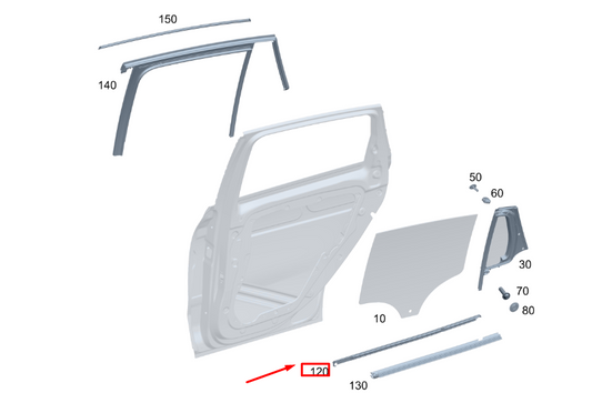 new mb gla h247 rear right door window outer sealing rail a2477356001 original