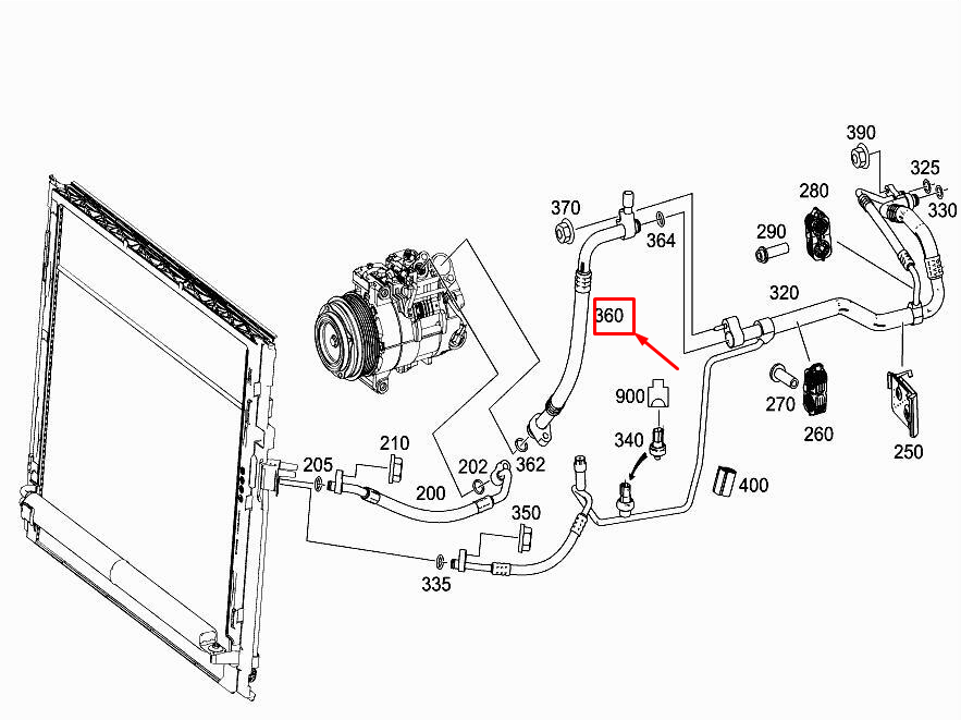 new mercedes-benz gle w166 a/c refrigerant line a1668303501 original