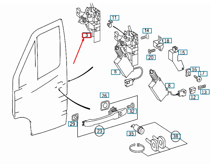 NEW MERCEDES-BENZ VITO 638 FRONT RIGHT DOOR LOCK RHD A9017201335 ORIGINAL
