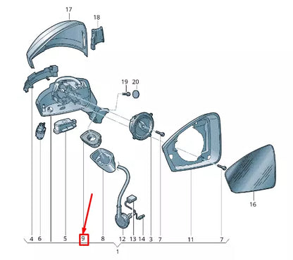 NEW VW TOUAREG CR LEFT MIRROR DAMPING LHD 761857933
