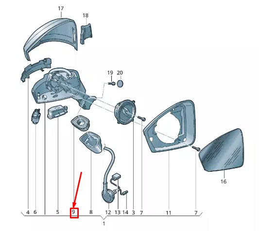 NEW VW TOUAREG CR LEFT MIRROR DAMPING LHD 761857933