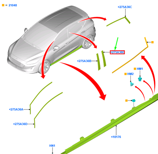 new ford fiesta mk7 rear right door b-pillar trim panel applique 2093788