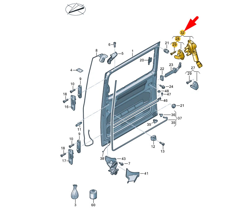 NEW VW TRANSPORTER T5 LEFT SLIDING DOOR POWER LATCHING MOTOR 7E0843765B ORIGINAL