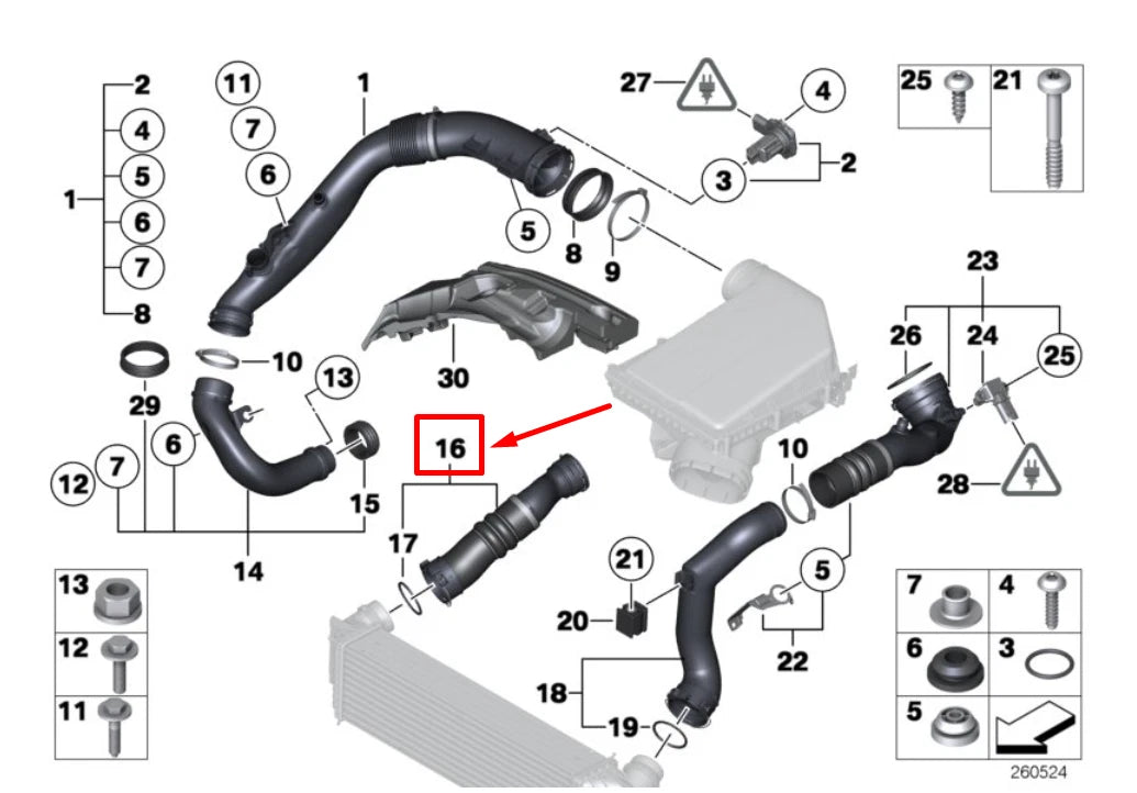 NEW BMW 5 F10 CHARGE AIR INDUCTION TRACT 13717583728 7583728 ORIGINAL