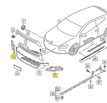 NEW VW SCIROCCO FRONT BUMPER LEFT RIGHT FOG LIGHT GRILLE 1K8853666C9B9 ORIGINAL
