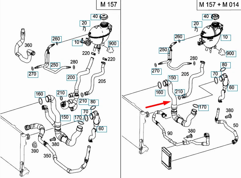 NEW MERCEDES-BENZ E-CLASS W212 RIGHT COOLANT HOSE A2125012684