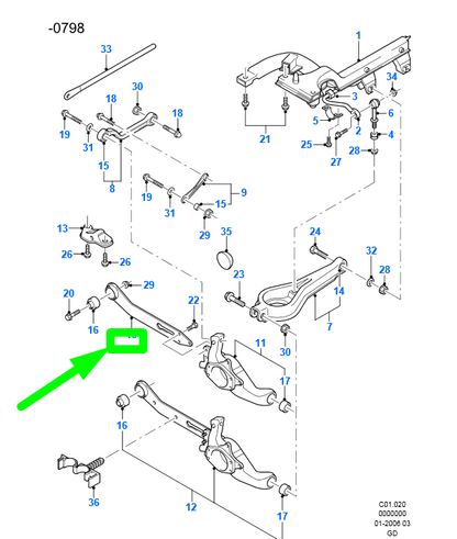 new ford mondeo mk2 rear suspension tie bar 97bg-5k977-aa 1434571 original