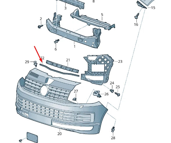 NEW VOLKSWAGEN TRANSPORTER T6 FRONT BUMPER FOAM 7E0807549