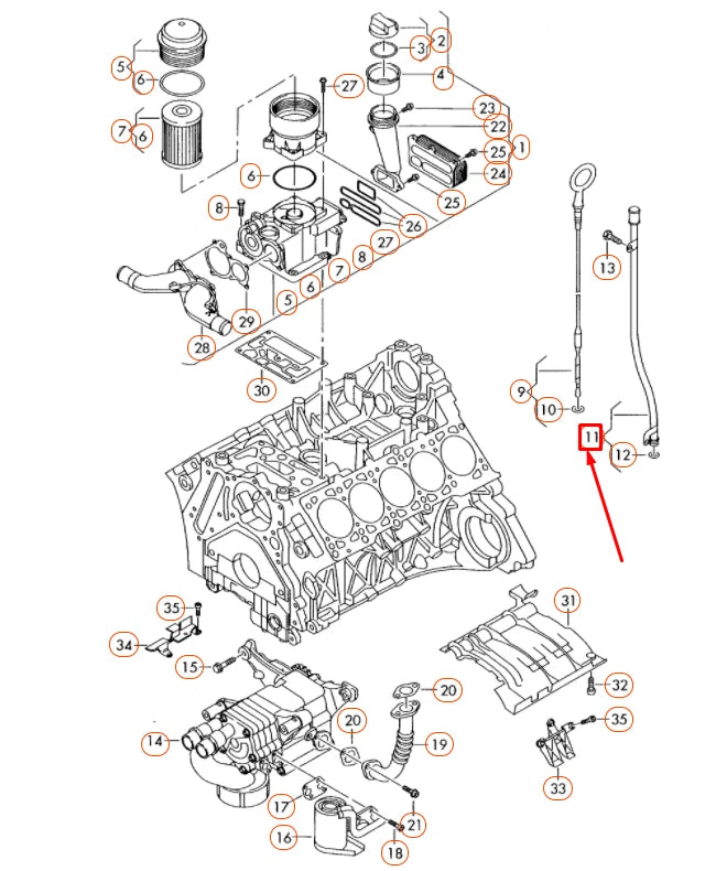 NEW VOLKSWAGEN TOUAREG 7L OIL DIPSTICK TUBE 07Z115629C ORIGINAL