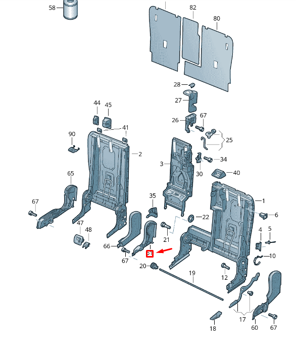 NEW VW TOUAREG 7P REAR RIGHT INNER SEATBACK FITTING COVER 7P0885788C95T ORIGINAL