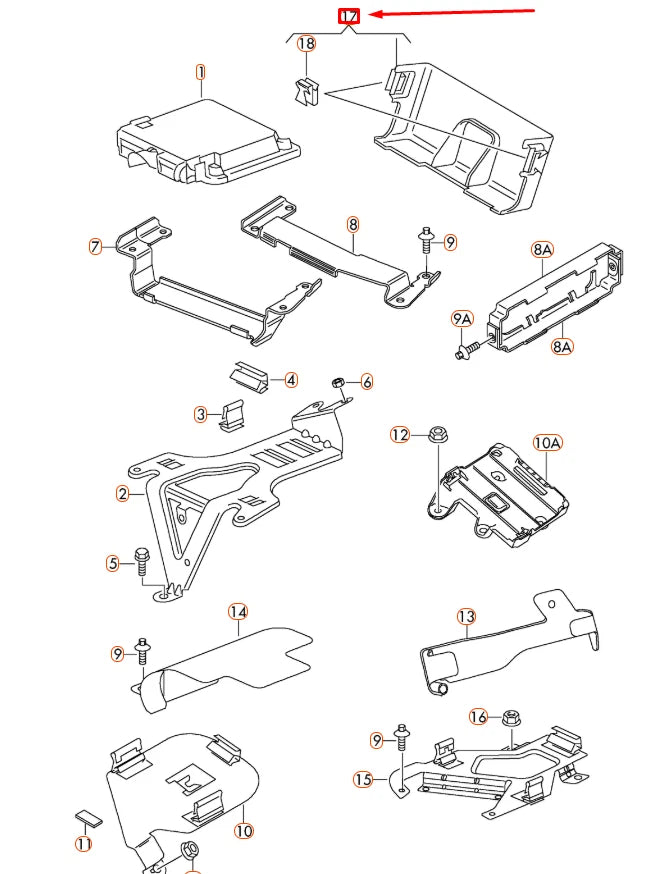 NEW AUDI Q7 4L ENGINE CONTROL MODULE BRACKET 4L0907577 ORIGINAL