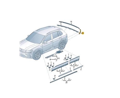NEW VOLKSWAGEN TIGUAN AD REAR LEFT BUMPER MOLDING TRIM 5NN8538412ZZ