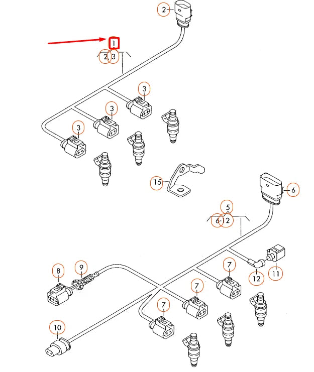 NEW AUDI A4 B8 ENGINE FUEL INJECTOR WIRING SET 06E971627N ORIGINAL