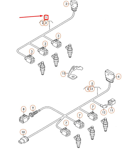 NEW AUDI A4 B8 ENGINE FUEL INJECTOR WIRING SET 06E971627N ORIGINAL