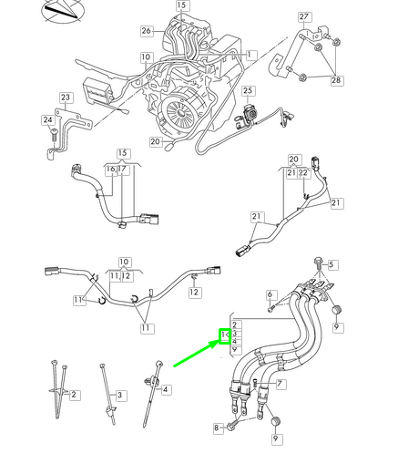 new vw arteon 3h7 traction motor high voltage cable harness 3q0971013d original