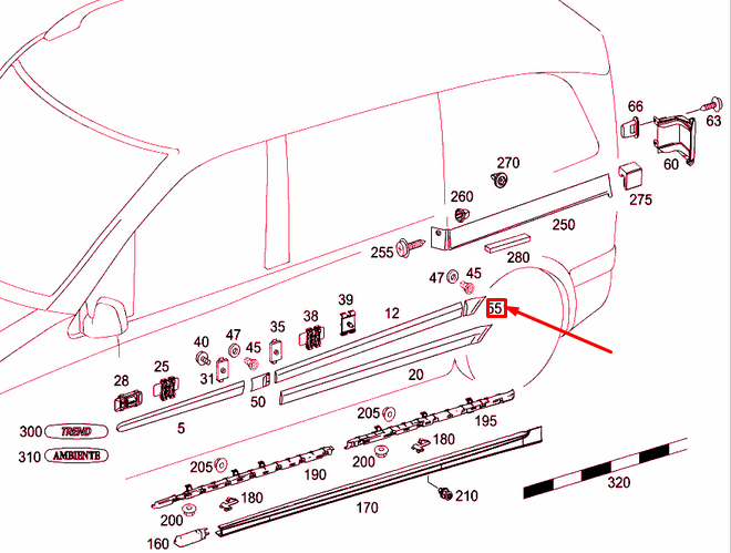 NEW MB VITO W639 RIGHT SIDE PANEL REAR BOTTOM STRIP A63969033629999 ORIGINAL