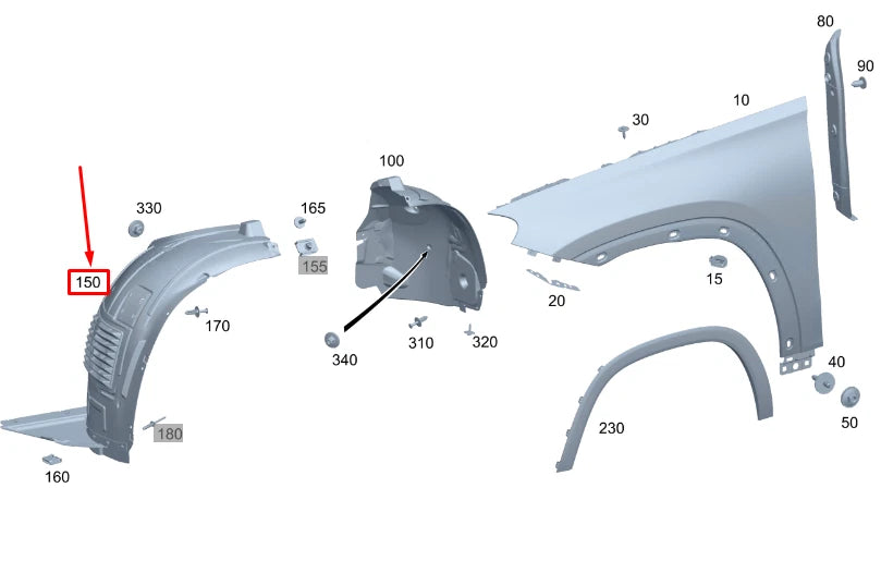 NEW MERCEDES-BENZ GLS X167 FRONT LEFT ARCH LINER FRONT PART A1676900910 ORIGINAL