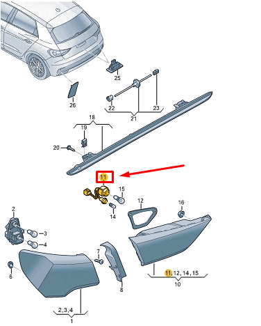 new audi a1 gb rear right fog light bulb holder 82a945231a original