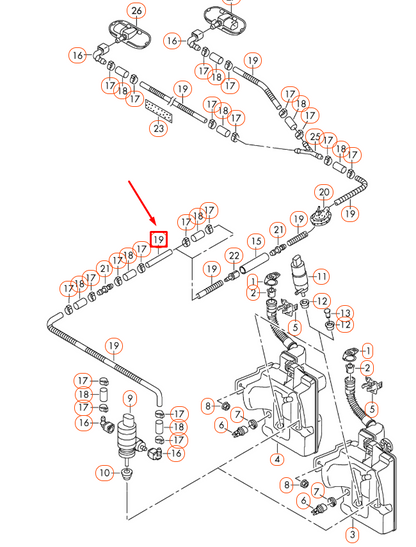 NEW AUDI A1 8X FRONT WINDSCREEN WASHER SYSTEM CORRUGATED PIPE 1J0955751D