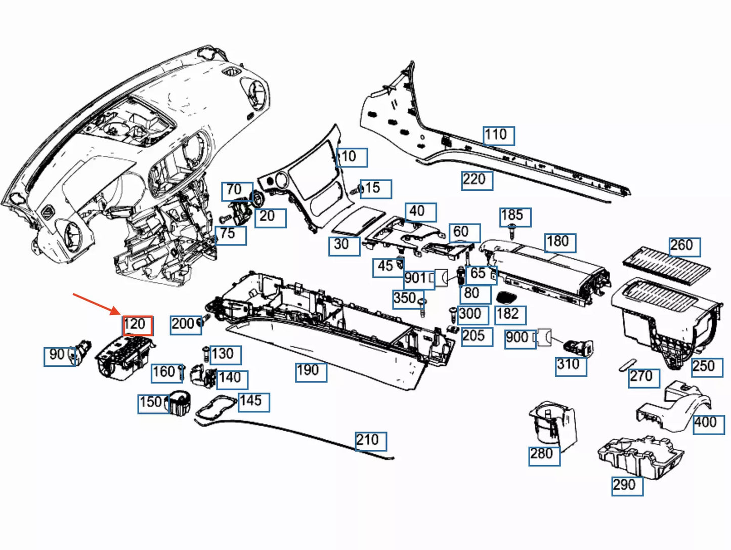 NEW MB SL R231 FRONT CENTRAL CONSOLE STOWAGE COMPARTMENT A2316800550 ORIGINAL