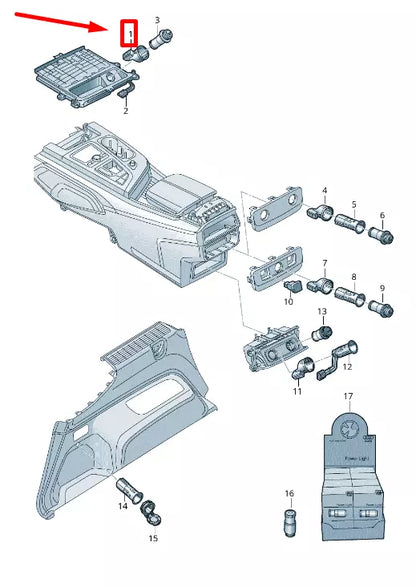 NEW AUDI Q7 4M 12 VOLT ACCESSORY POWER OUTLET HOUSING 4M0919340A ORIGINAL