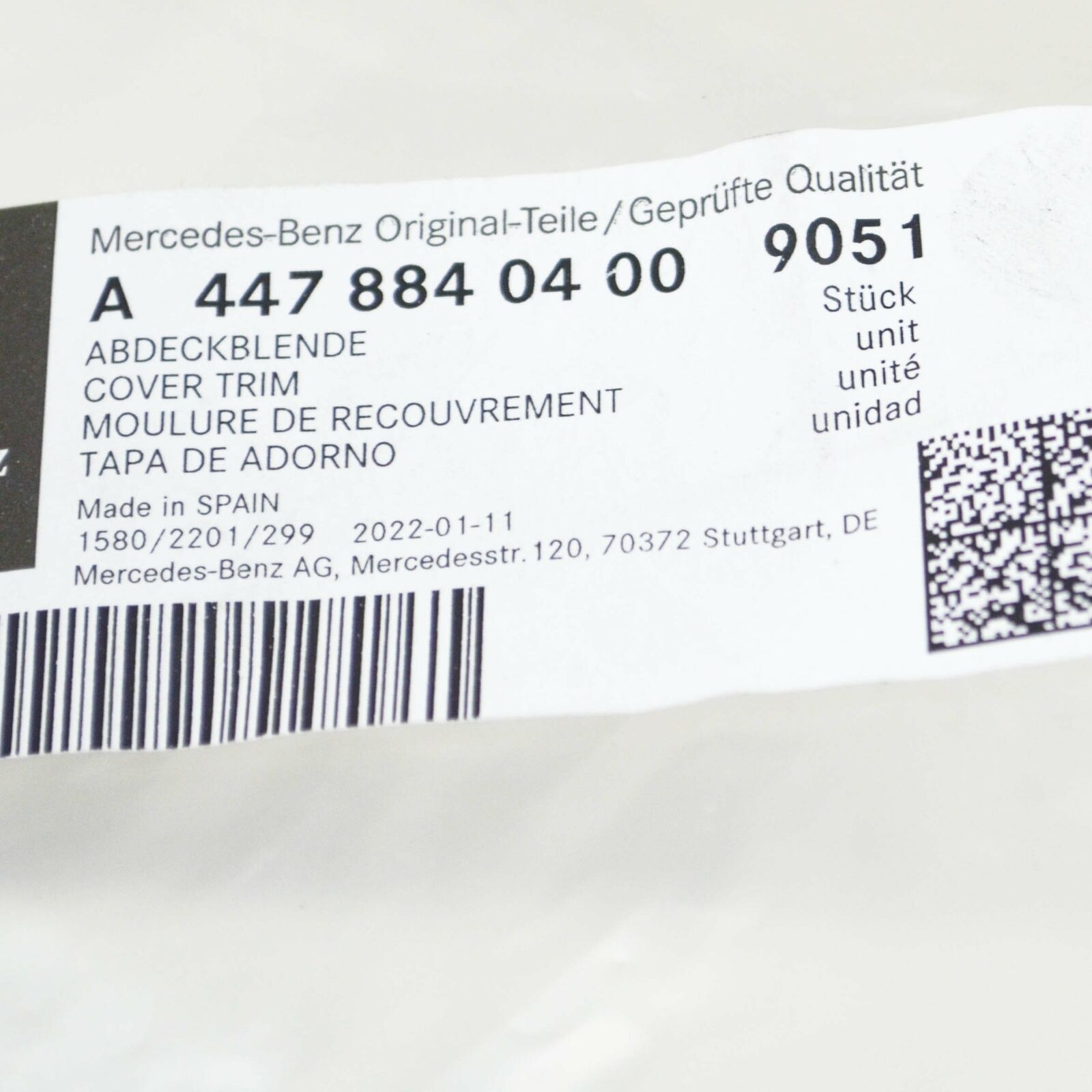 NEW MERCEDES BENZ VITO TOURER W447 RIGHT ENGINE COVERING A44788404009051