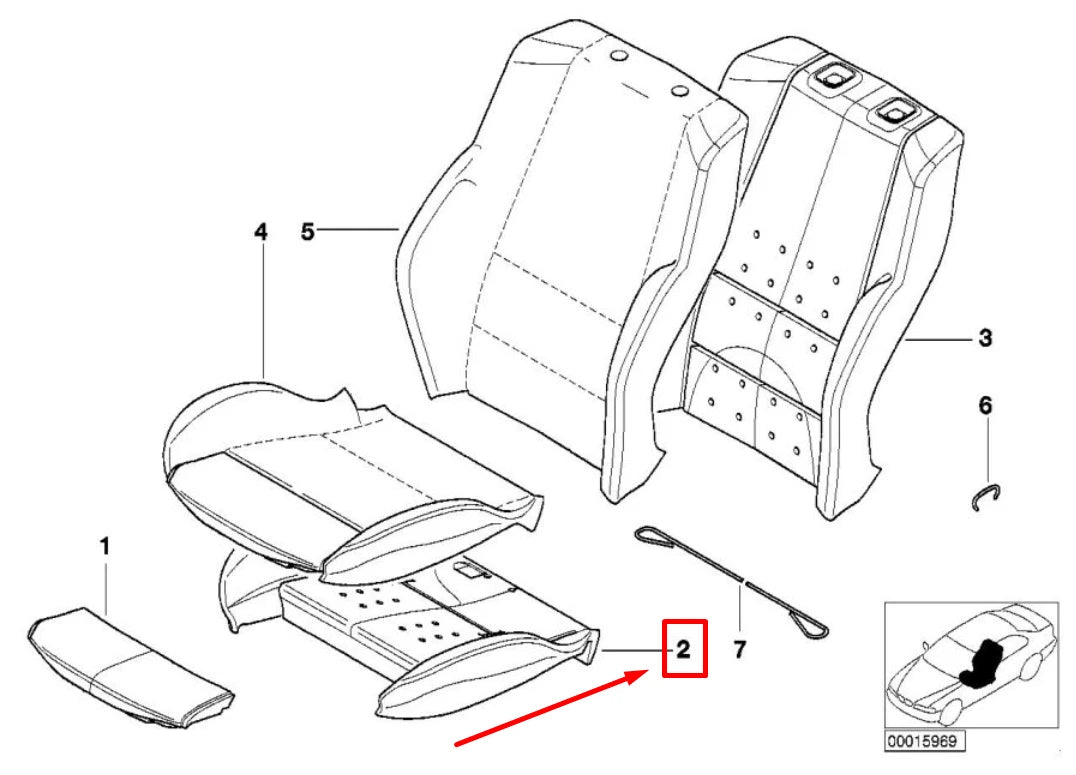 NEW BMW 3 E46 FRONT SEAT BOTTOM FOAM 52108261013 8261013 ORIGINAL