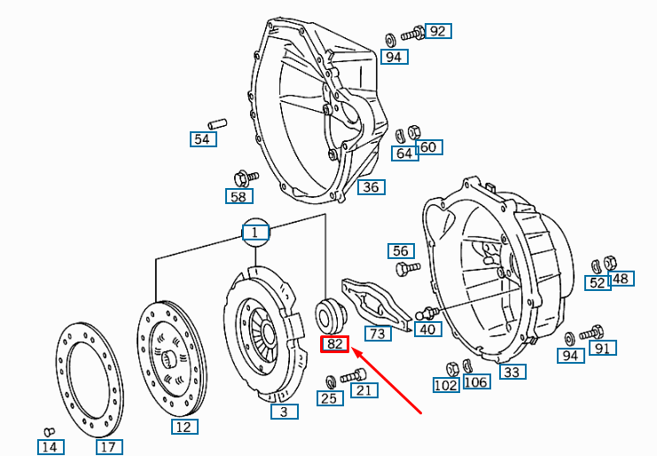 NEW MERCEDES-BENZ E W124 CLUTCH RELEASE BEARING A0022500515 ORIGINAL