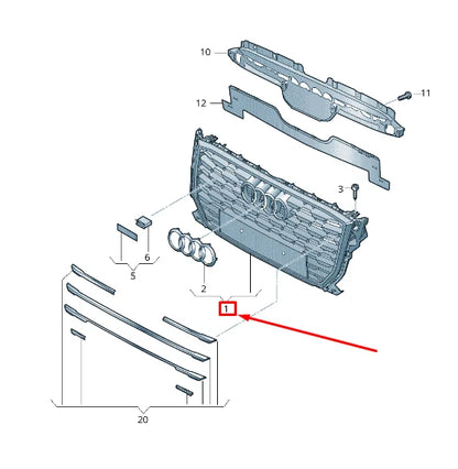 NEW AUDI Q2 GA FRONT BUMPER RADIATOR GRILLE 81A8536511RR 81A853651 1RR ORIGINAL