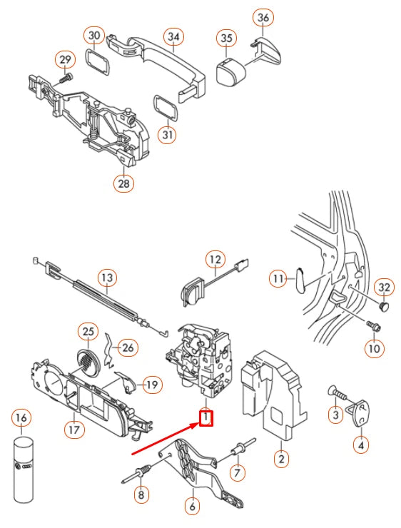 NEW VOLKSWAGEN TOUAREG 7L MK1 REAR RIGHT DOOR LOCK 7L0839016G ORIGINAL