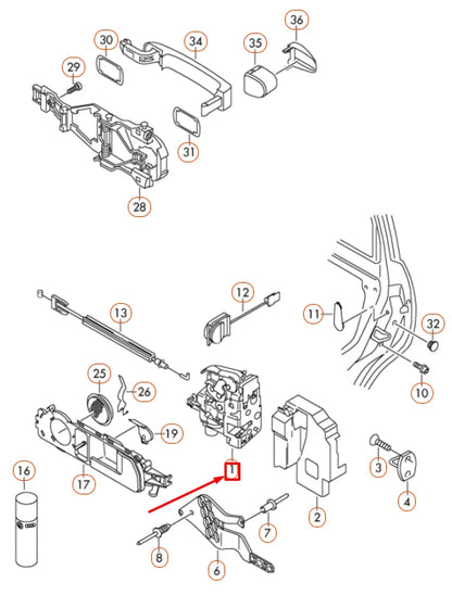 NEW VOLKSWAGEN TOUAREG 7L MK1 REAR RIGHT DOOR LOCK 7L0839016G ORIGINAL