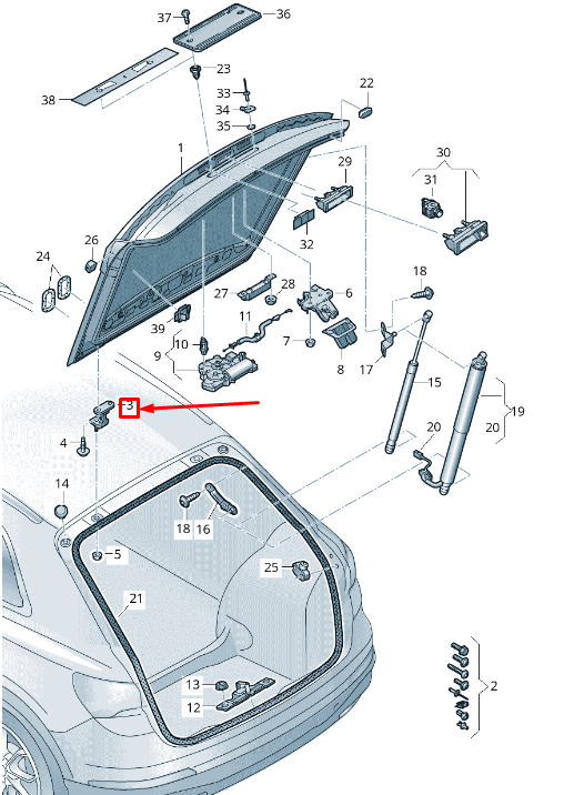 new vw passat b8 3g rear tailgate hinge 8v3827299b original