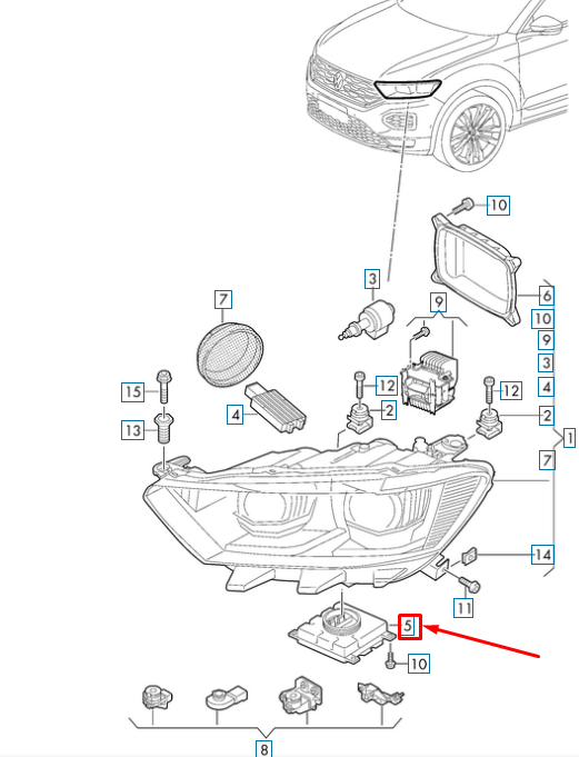 new vw arteon 3h7 front headlight led light control unit 7p5941591ad original