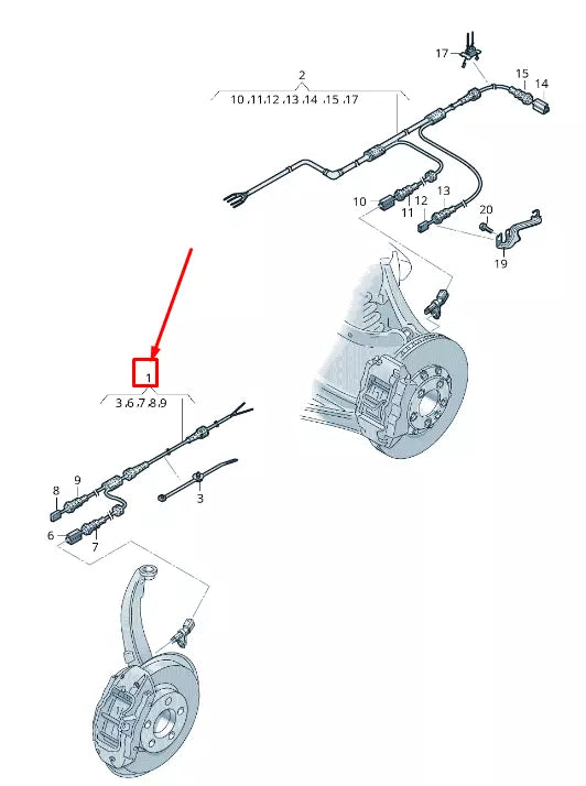 NEW AUDI A6 4A C8 FRONT RIGHT WHEEL SPEED SENSOR WIRING 4K0972252A