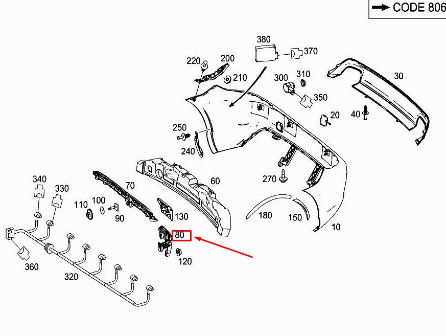 new mercedes-benz slk r172 rear right bumper mount bracket a1728850665 original