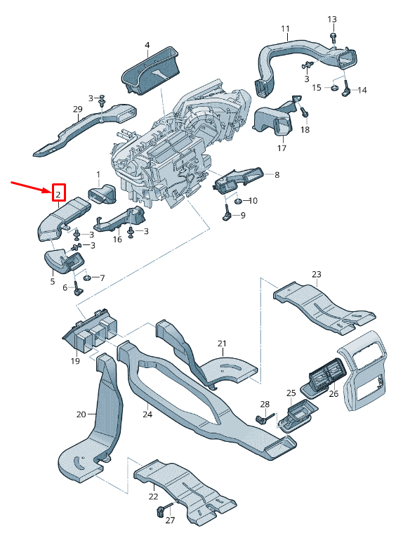 new audi q5 fy front instrument panel air guide lhd 80b819725 original